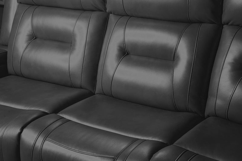 Ryker 82.5\" Faux Leather Power Reclining Sofa with Storage Arms and USB Ports - Grey