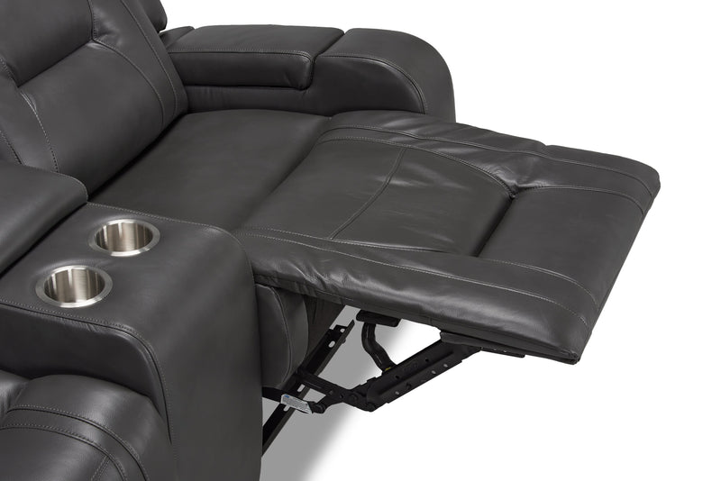 Ryker 72.24\" Leather-Look Fabric Reclining Loveseat with Storage Console - Grey