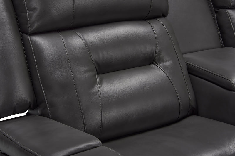 Ryker 72.24\" Leather-Look Fabric Reclining Loveseat with Storage Console - Grey