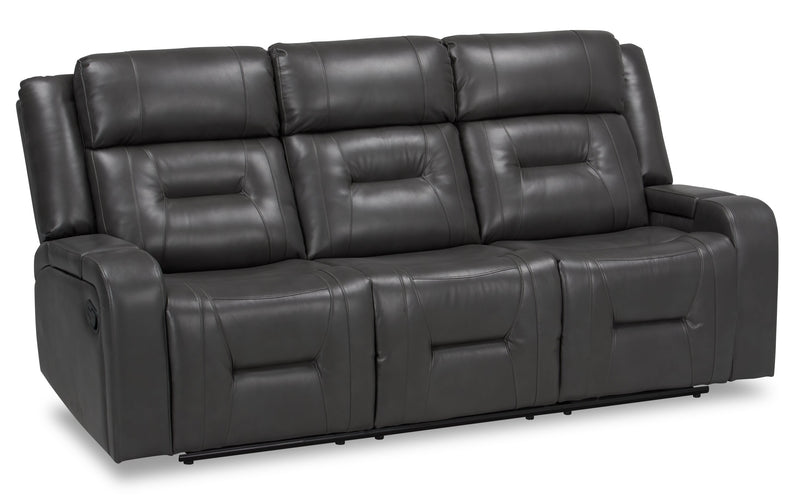Ryker 82.5\" Faux Leather Reclining Sofa with Storage Arms - Grey