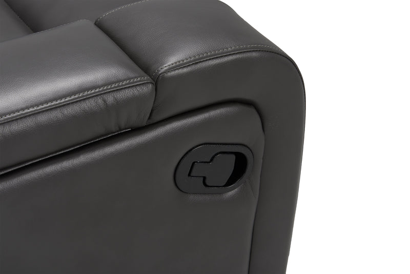 Ryker 82.5\" Faux Leather Reclining Sofa with Storage Arms - Grey