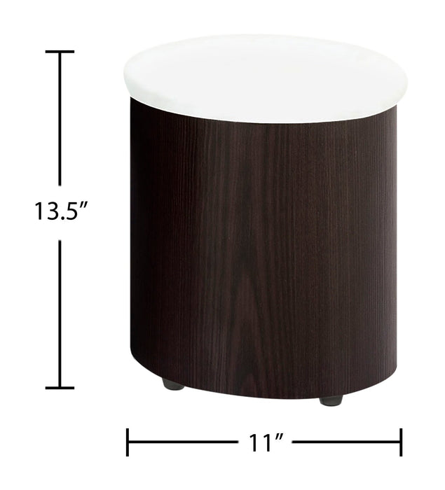 Savon  52.5\" Modern S-shaped 3-Pack Coffee + 2 Ottomans with Storage and Shelf - Dark Walnut Wood and Chrome