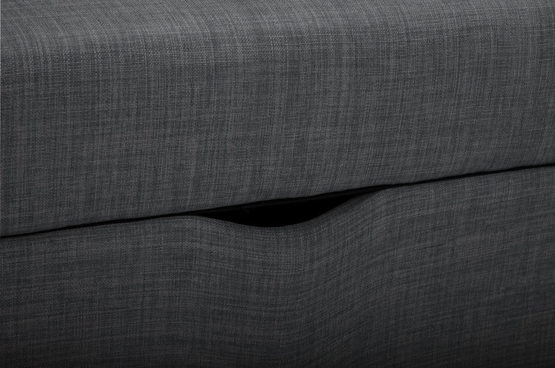 Made in Canada Sawyer 40\" Linen-Look Fabric Storage Ottoman - Charcoal Grey