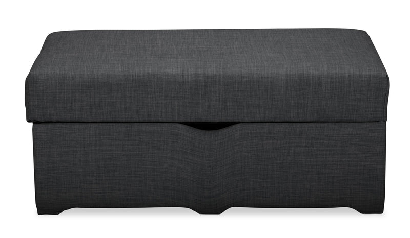 Made in Canada Sawyer 40\" Linen-Look Fabric Storage Ottoman - Charcoal Grey