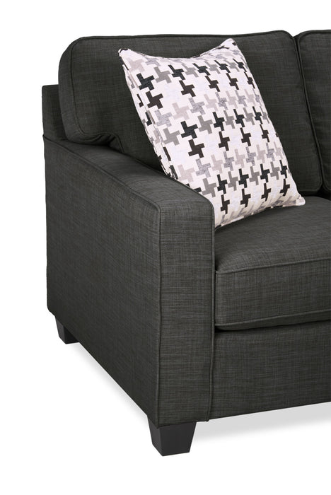 Made in Canada Sawyer 2-Piece Linen-Look Fabric Sectional with Reversible Cushions - Charcoal Grey