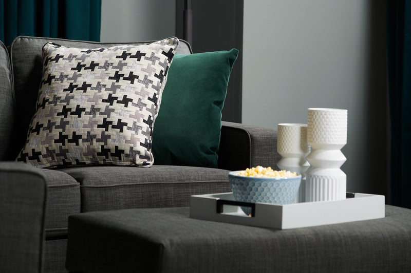 Made in Canada Sawyer 2-Piece Linen-Look Fabric Sectional with Reversible Cushions - Charcoal Grey