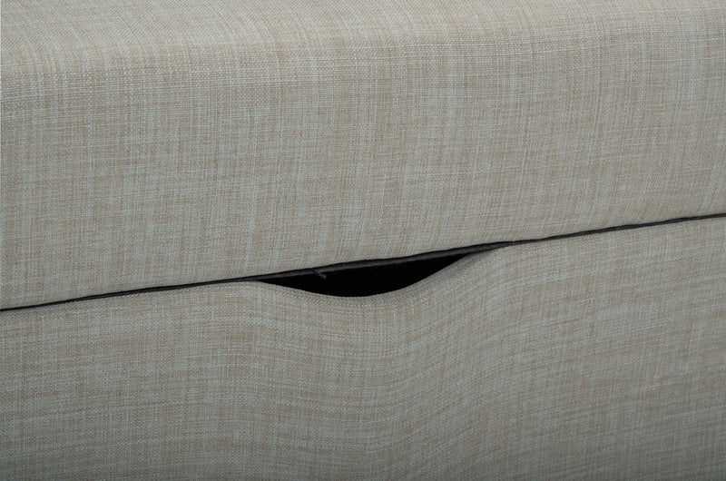 Made in Canada Sawyer 40\" Linen-Look Fabric Storage Ottoman - Light Grey