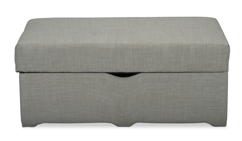 Made in Canada Sawyer 40\" Linen-Look Fabric Storage Ottoman - Light Grey