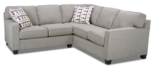 Made in Canada Sawyer 2-Piece Linen-Look Fabric Sectional with Reversible Cushions - Light Grey