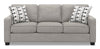 Made in Canada Sawyer 83\" Linen-Look Fabric Sofa with Reversible Cushions and Accent Pillows - Light Grey