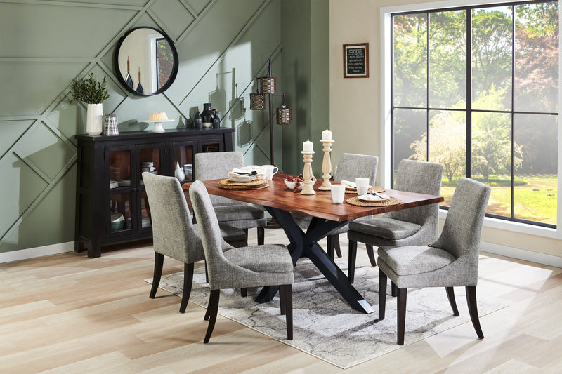 Shilo Dining Chair with Linen-Look Fabric, Wood - Grey