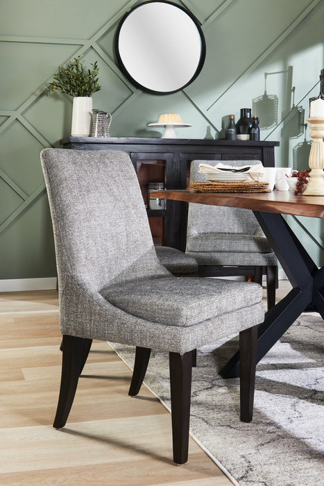 Shilo Dining Chair with Linen-Look Fabric, Wood - Grey