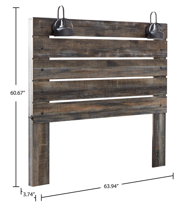 Abby Panel Headboard with LED Light & USB Ports, Brown - Queen Size