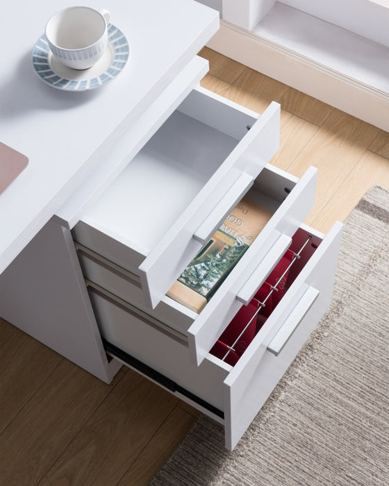 Oscar 47\" Reversible Office Desk with 3-Drawers - White