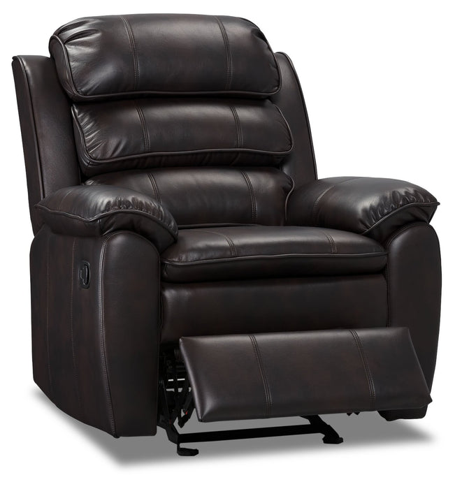 Adam 34.45\" Brown Leather-Look Fabric Glider Reclining Chair