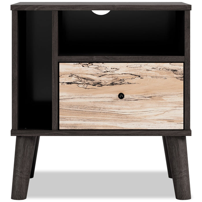 Wolf Bedside 1-Drawer Nightstand, 23.7\"W x 21.9\"H, Modern Mid-Century - Two-tone Brown & Natural