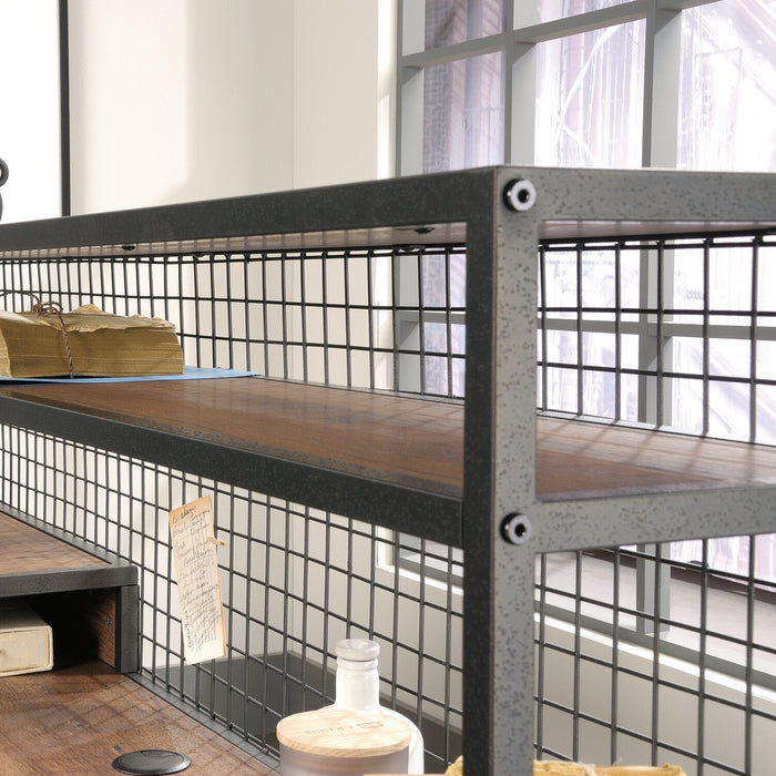 Tayla 60.67\" L-Shaped Office Desk with 2-Drawers & Cabinet - Vintage Oak & Black