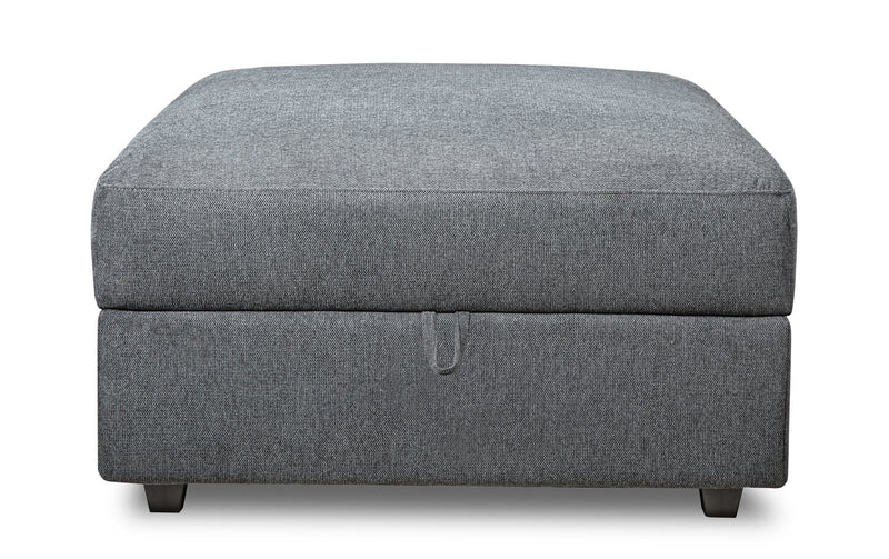 Scott Living Evolve Modular 39.5\" Linen-Look Fabric Storage Ottoman with Feather Down Cushion - Charcoal Grey