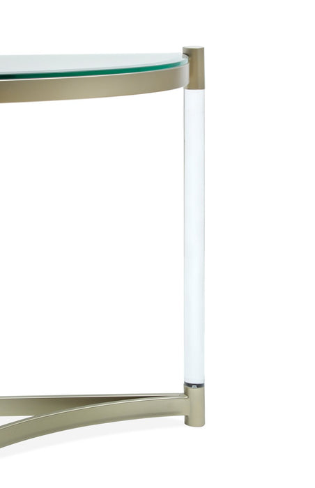 Silas  48\" Modern Glass Top Sofa Table - Platinum with Metal and Acrylic