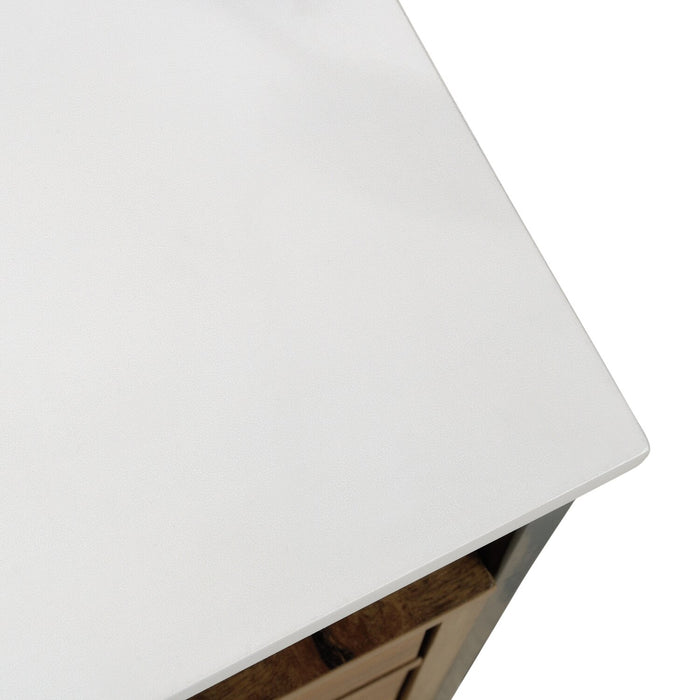 Taryn 59.69\" L-Shaped Office Desk with 2-Drawers - White & Light Brown