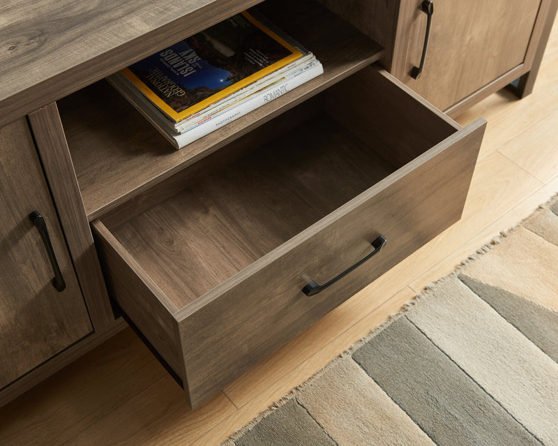 Alvin 66\" Modern 3-Piece Entertainment Centre with Storage and Cable Management for TVs up to 70\"- Hazelnut