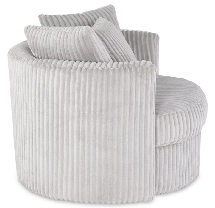 Made in Canada Midi 42\" Chenille Fabric Swivel Cuddler Accent Chair - Groove Mist Grey