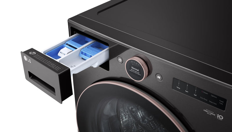 LG 5.8 Cu. Ft. Smart Front-Load High-Efficiency Steam Washer - Black Steel - Stackable - WM6500HBA