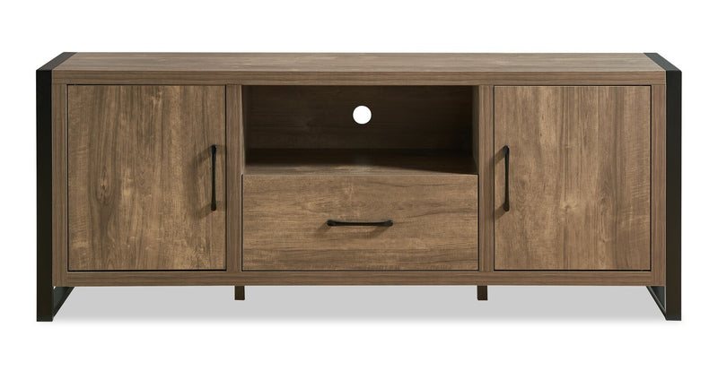 Alvin 66\" Modern 3-Piece Entertainment Centre with Storage and Cable Management for TVs up to 70\"- Hazelnut