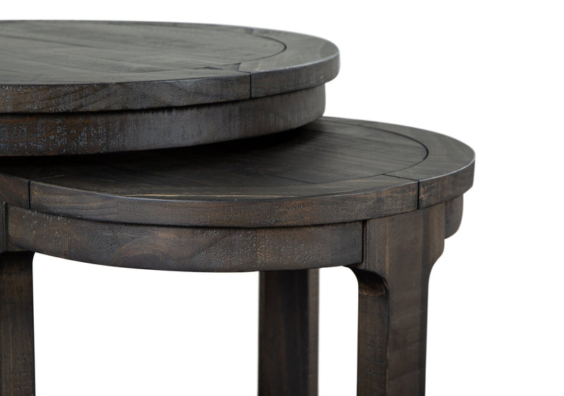Axl 24\" Traditional Round Nesting End Tables - Dark Grey-Brown Wood