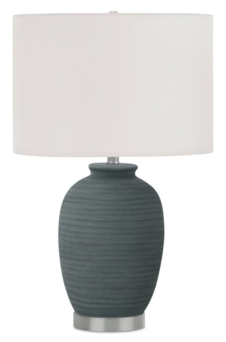24\" Blue with Silver Base Ceramic Table Lamp