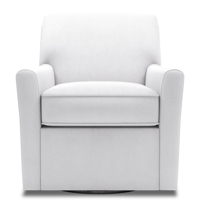Made in Canada Sofa Lab Customizable Swivel 31\" Linen-Look Fabric Accent Chair - Pax Ice White
