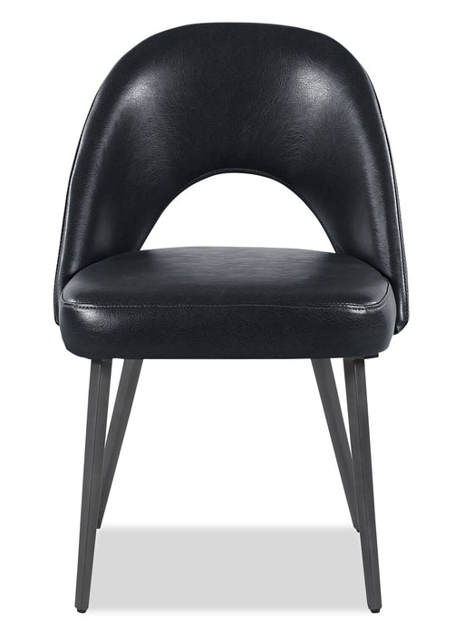 Elijah Dining Chair with Vegan Leather Fabric, Metal - Black
