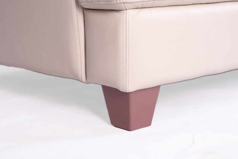 Chateau d’Ax Vita 87\" 100% Genuine Leather Sofa with Diamond Pattern Stitching and Wood Legs - Smoke White