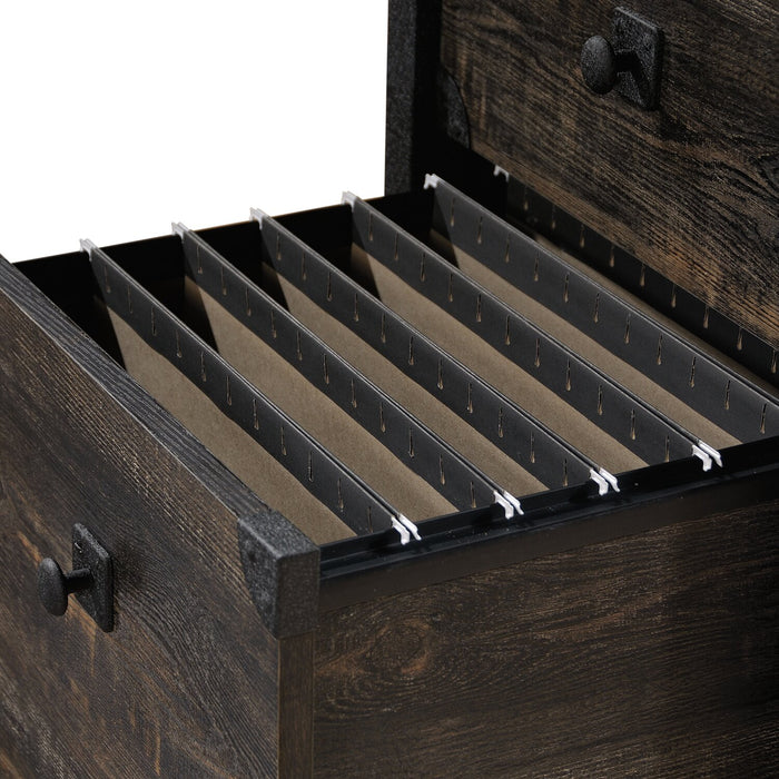 Lewis 59.84\" L-Shaped Office Desk with 2-Drawers - Carbon Oak