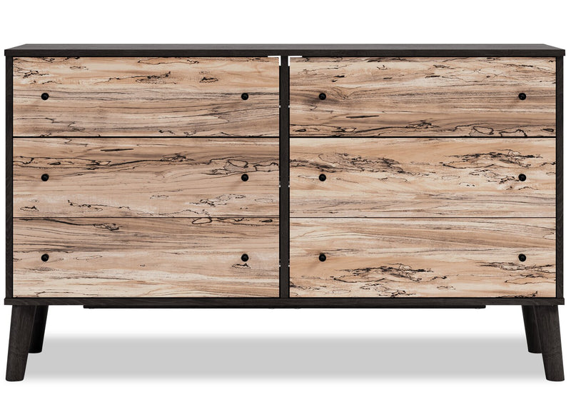 Wolf Bedroom 6-Drawer Dresser, 59\"W x 33.9\"H, Modern Mid-Century - Two-tone Brown & Natural