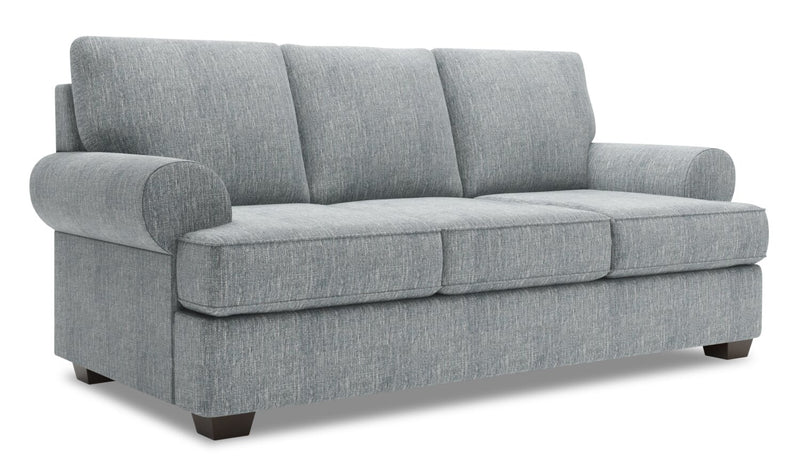 Made in Canada Customizable Sofa Lab Roll 86\" Linen-Look Fabric Sofa Bed with Rolled Arms - Luna Pewter Grey