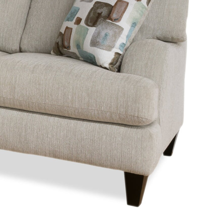 Made in Canada Nofia 3-Piece Left-Facing Chenille Fabric Sectional with  Accent Pillows and Wood Legs - Linen Beige