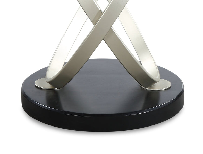 Vikki 26\" Modern Round Glass Top End Table - Glass with Metal Base