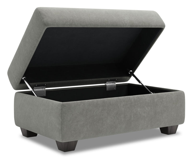 Made in Canada Customizable Sofa Lab The Trunk 39\" Velvet Fabric Storage Ottoman - Platinum Grey