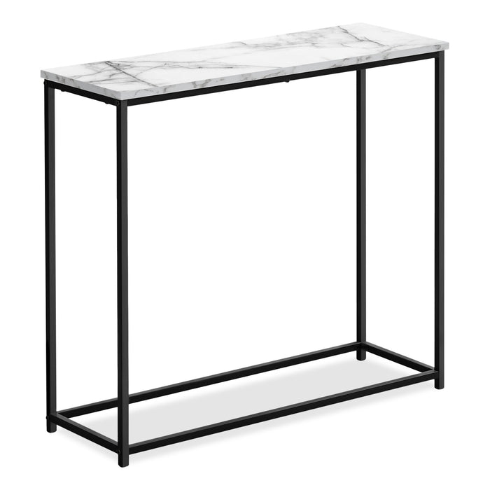 Alma 31.5\" Modern Sofa Table - Marble Look with Black Metal Frame