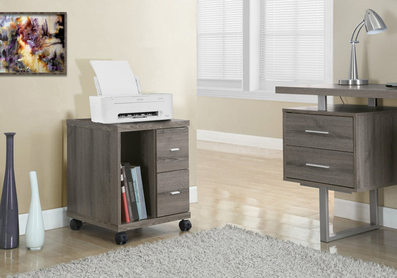 Willis 17.75\" Filing Cabinet with 2-Drawers & Open Storage on Casters - Dark Taupe