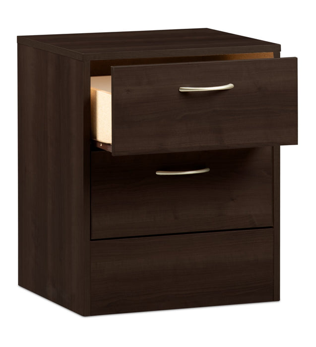 Arlo Bedside 2-Drawer Nightstand, 18.3\"W x 22\"H, Made in Canada - Espresso Brown