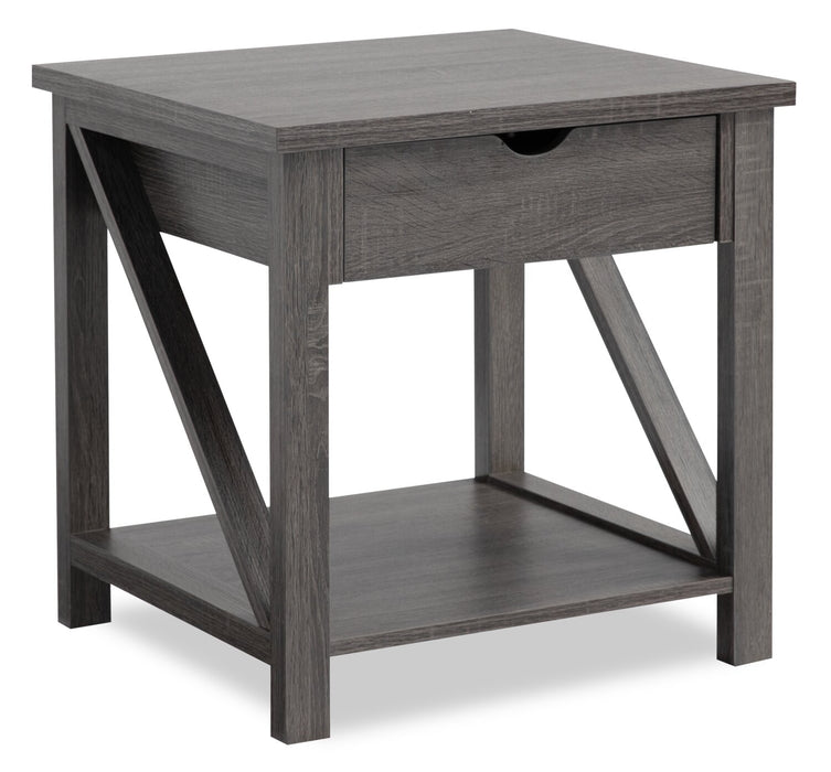 Jake 47.25\" Rustic 2-Pack Coffee + End Table with Storage and Shelf - Distressed Grey