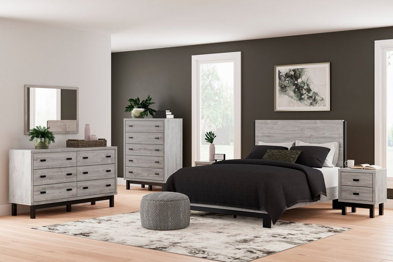 Zen 6pc Bedroom Set with Bed, Dresser, Mirror & Nightstand, Light Grey - Queen Size