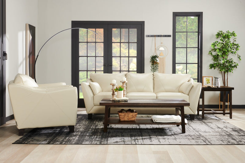 Chateau d'Ax Lusso 92\" 100% Genuine Leather Chair with Wood Legs - Smoke Grey