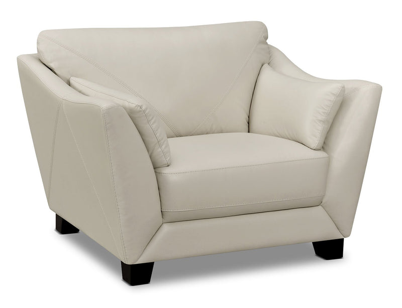 Chateau d'Ax Lusso 92\" 100% Genuine Leather Chair with Wood Legs - Smoke Grey