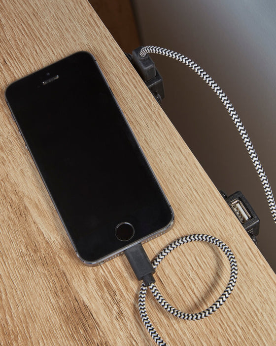 Derekson Bedside 2-Drawer Nightstand with USB Ports, 21.7\"W x 24.4\"H - Natural