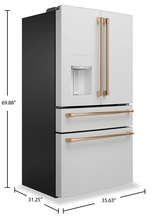 Cafe 36\" 22.3 Cu. Ft. Quad Door Refrigerator - Matte White - CXE22DP4PW2