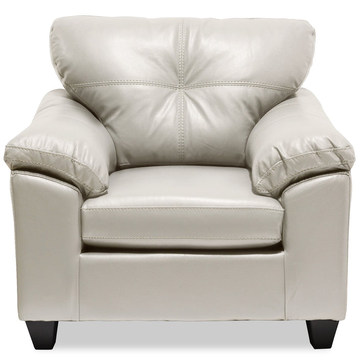 Made in Canada Addison 42\" Leather-Look Fabric Chair with Removable Seat Cushion and Tufting - Beige