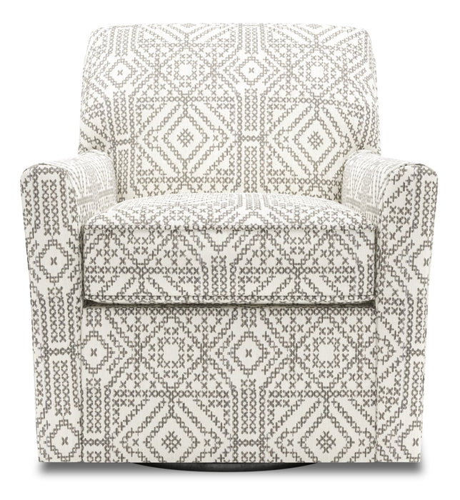 Made in Canada Sofa Lab Customizable Swivel 31\" Fabric Accent Chair - Greystone Multicolour